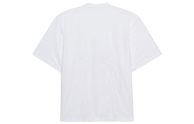 Men's Balenciaga Word Printing Round Neck Pullover Short Sleeve White 641614TJVI39040