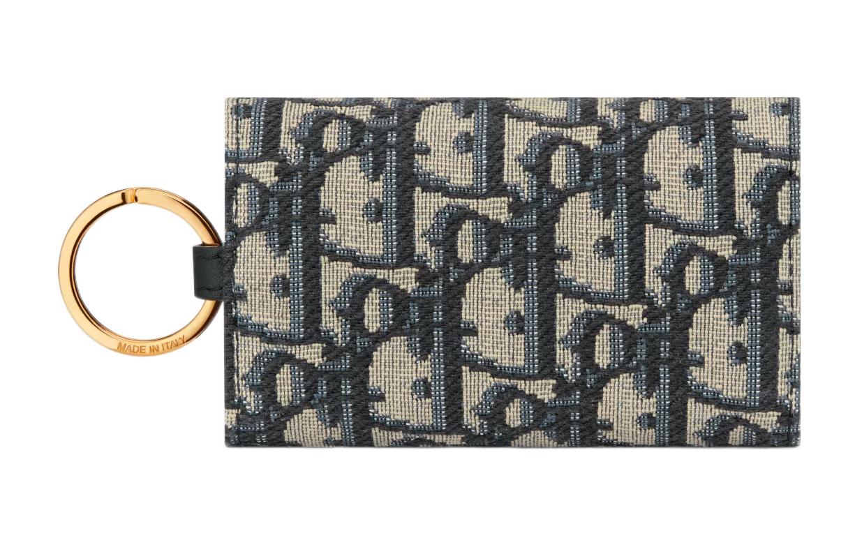 DIOR 30 Montaigne Jacquard Key Pouch Women's Blue/Brown