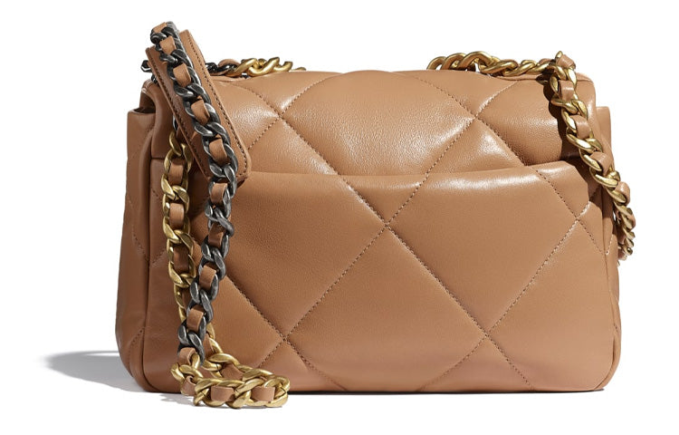 CHANEL 19Bag Lambskin Shoulder Bag Crossbody Bag Small Size Women's Brown