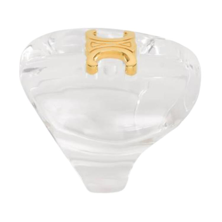 CELINE Glass Resin Brass Rings Women's Gold