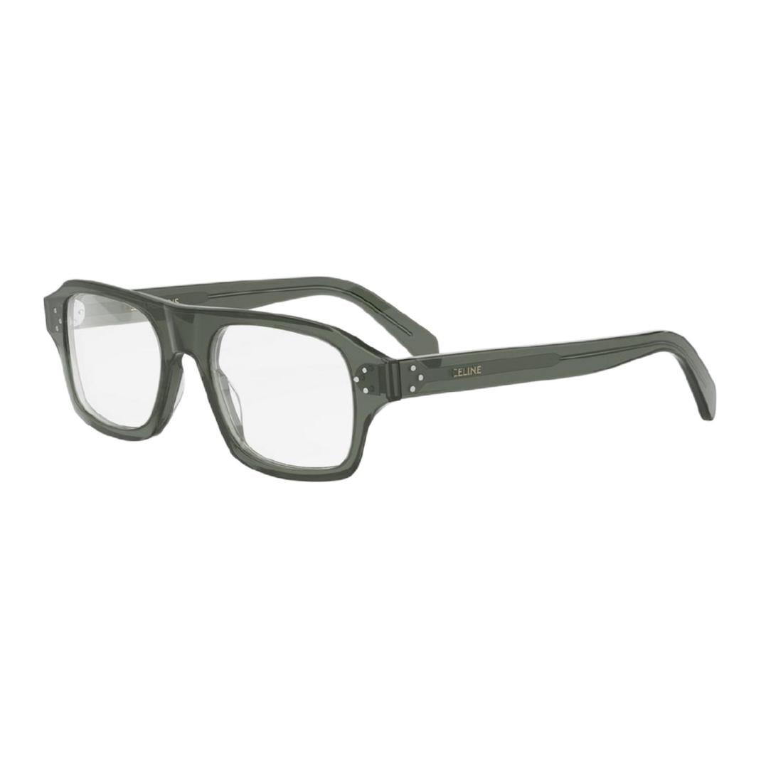 CELINE Acetate Oval Eyeglass Frames Unisex Green Gray