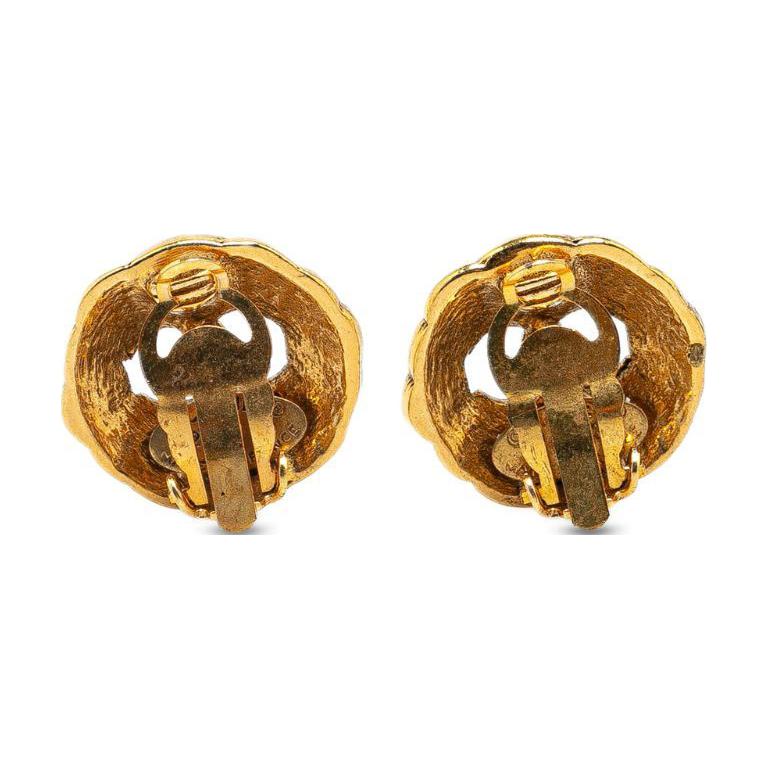 CHANEL 1980-1990 Plated Cc Clip On Earrings Costume Earrings