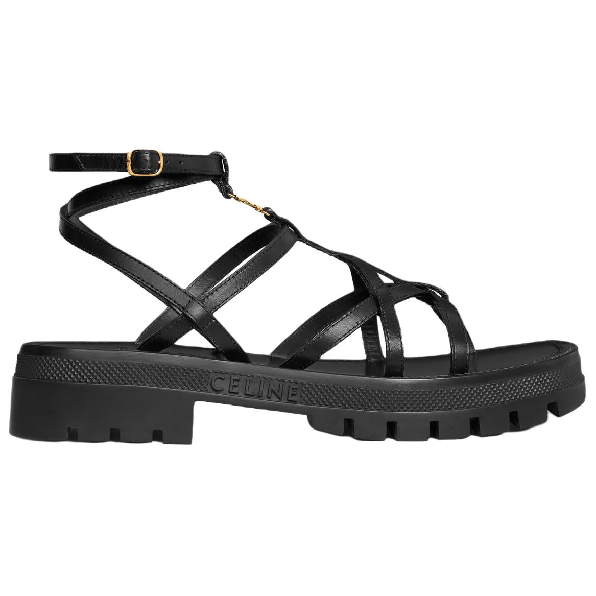 CELINE Clea Triomphe Roman Sandals Women's Black