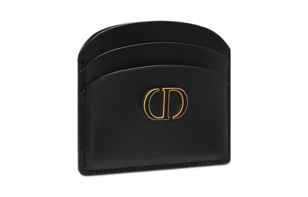 DIOR 30 Montaigne Smooth Cow Leather Card Holder Women's Black