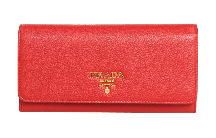 PRADA Cow Leather Wallet Women's Red
