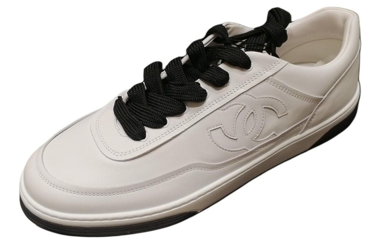 CHANEL 24P Low Top Skateboard Shoes Men's White