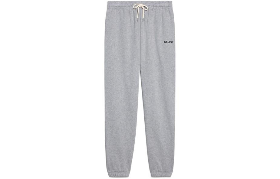 CELINE Embroidered Cotton Track Pants Grey/Black