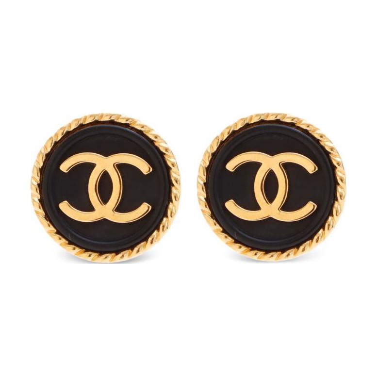 CHANEL 1996 Cc Button Clip on Earrings