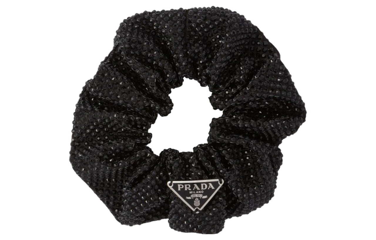 PRADA Crystal embellished Satin Scrunchie
