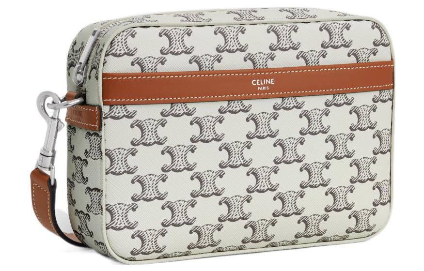 CELINE Cow Leather Messenger Bag, Shoulder Bag, Crossbody Bag Small Size Men's Tan/Light Umber