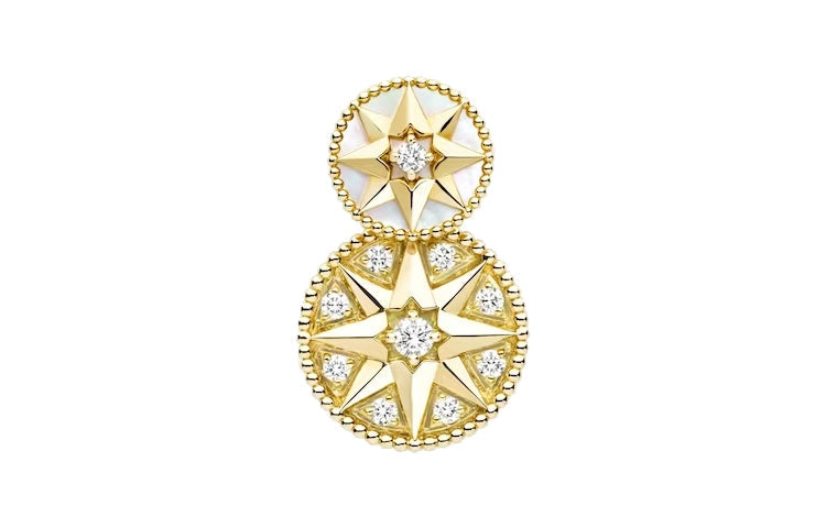 DIOR 18K Gold Mother Of Pearl Diamond Earrings Women's Gold