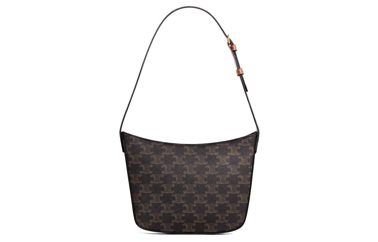 CELINE Croque Cow Leather Handbag Shoulder Bag Medium Size Women's Tawny