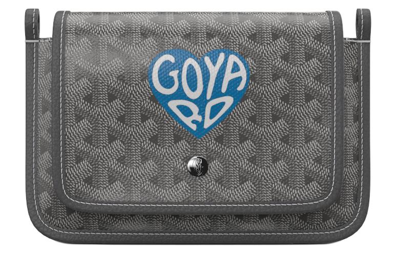 GOYARD Canvas With Leather Envelope Bag Crossbody Bag Shoulder Bag Unisex Gray With Sky Blue Small Heart