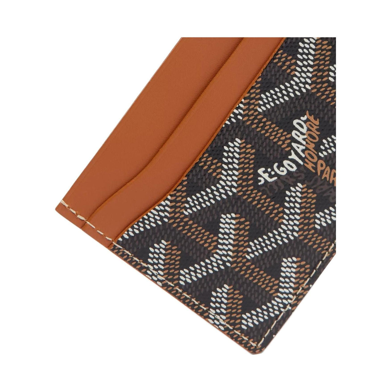 GOYARD Saint-Sulpice Canvas With Calfskin Card Clip Card Holder Unisex Tan & Burgundy Small Heart