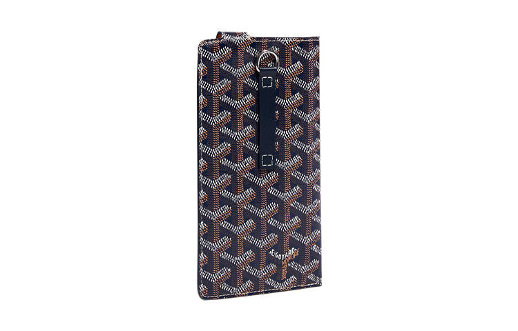 GOYARD Montmartre Canvas With Leather Cell Phone Pouch Large Size Unisex Marine Blue