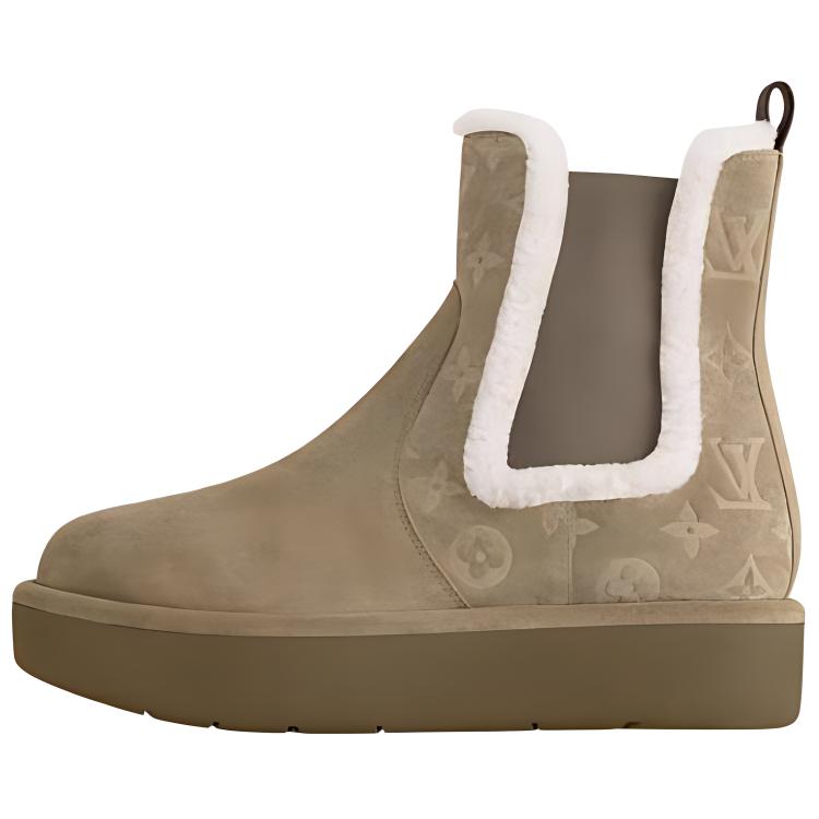 LOUIS VUITTON Aspen Short Chelsea Boots Women's Khaki Green