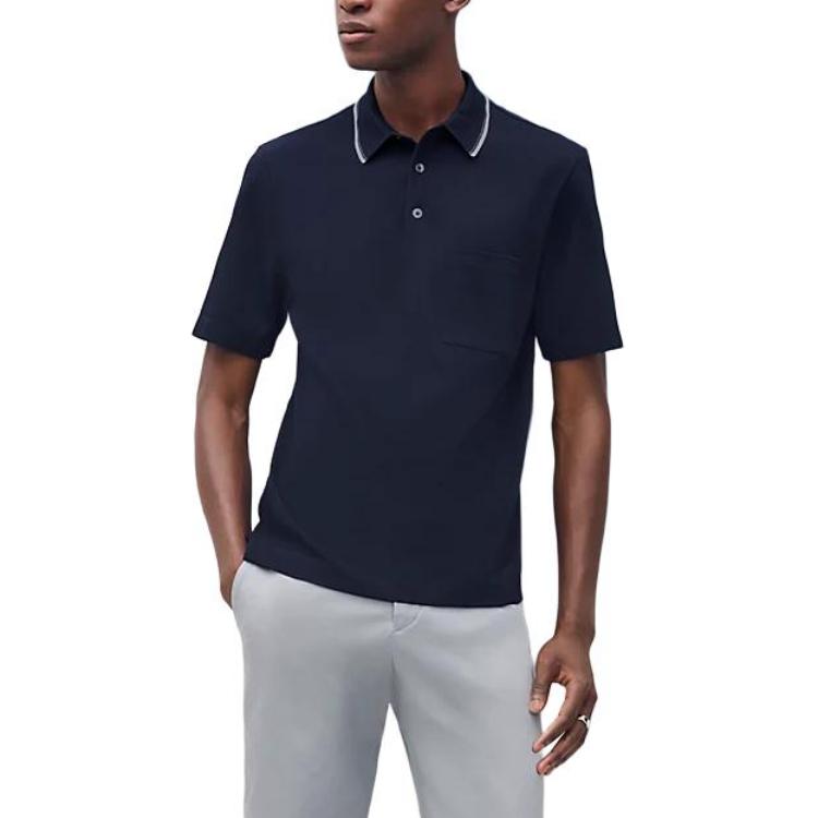 HERMES SS25 Polo Shirt Men's Marine Blue