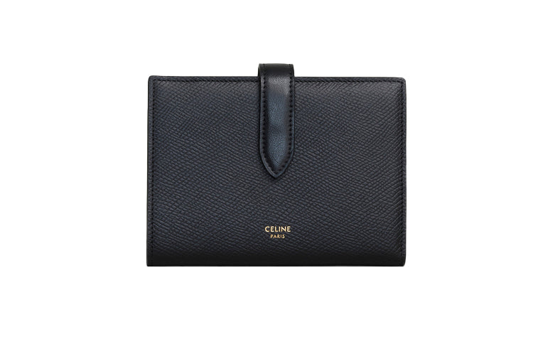 CELINE Cow Leather Wallet Women's Black