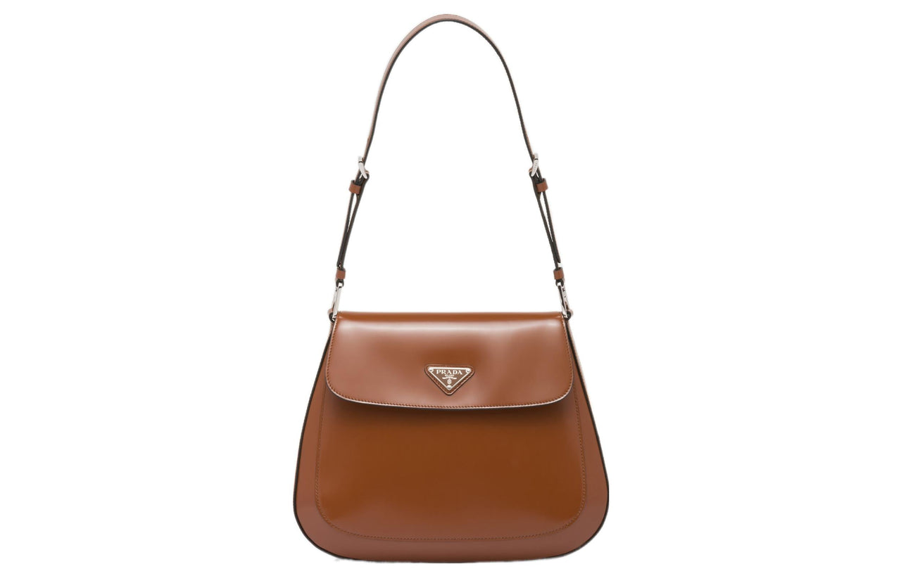 PRADA Cleo Leather Shoulder Bag, Handbag, Shoulder Bag Women's Brown