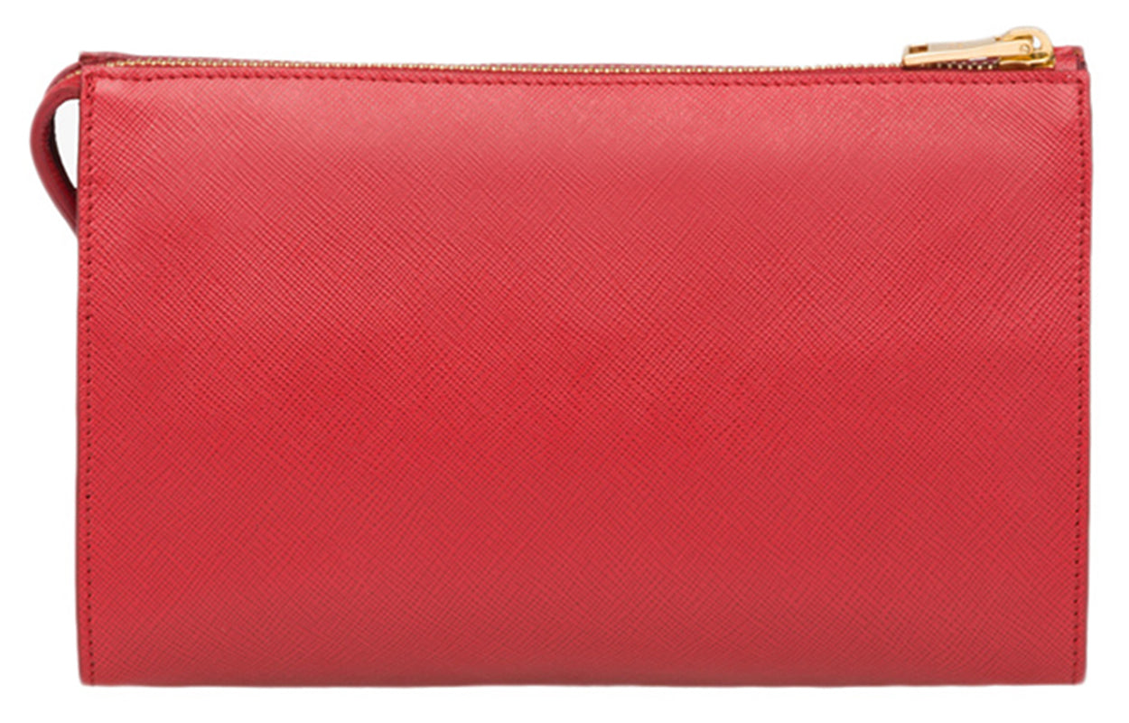 PRADA Cow Leather Clutch Women's Red