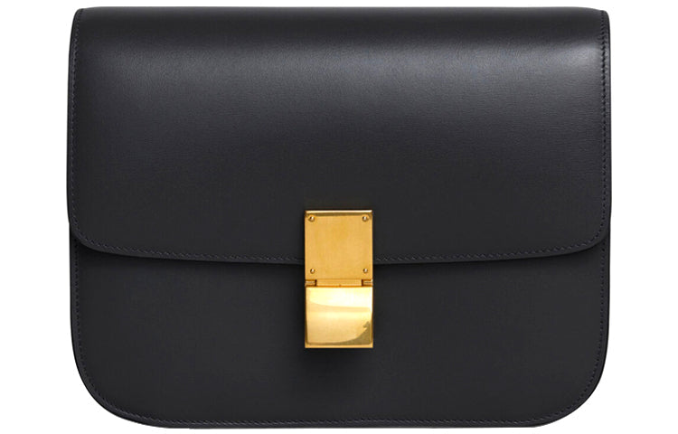 CELINE Classic Bo Leather Tofu Bag, Square Bag, Shoulder Bag, Crossbody Bag Medium Size Women's Black