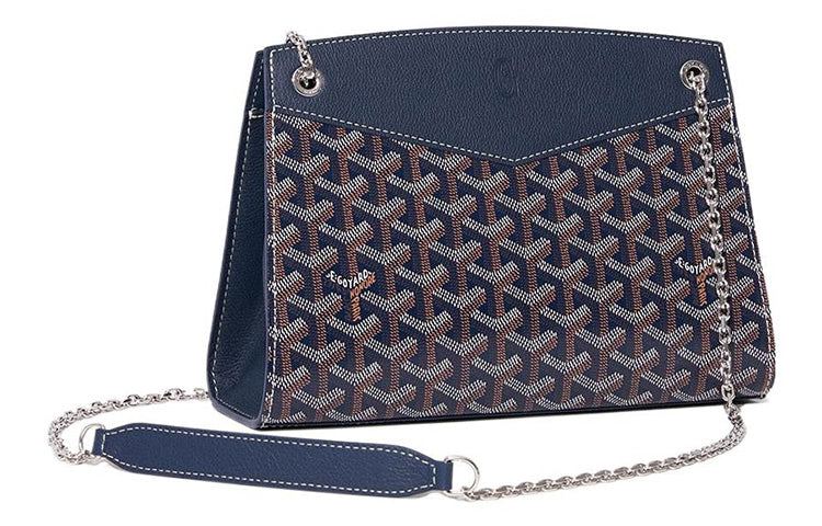 GOYARD Rouette Canvas With Leather Totes Chain Bag Shoulder Bag Women's Marine Blue