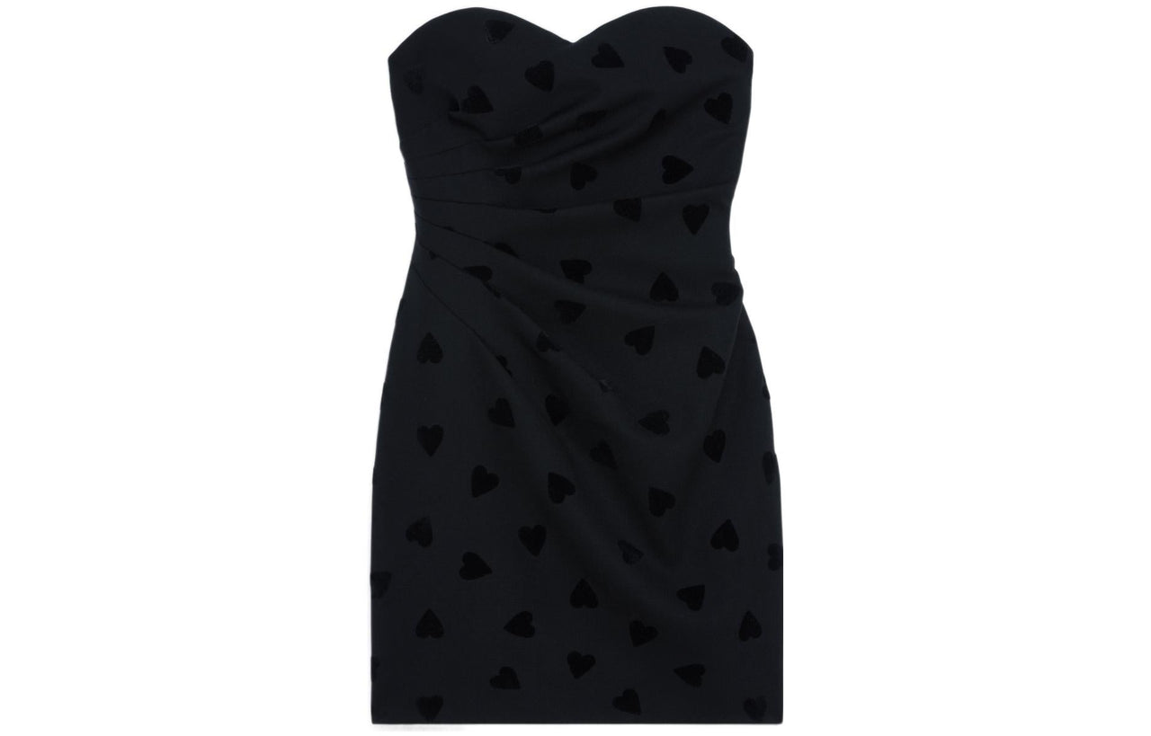 CELINE All-Over Heart Patterned Strapless Dress