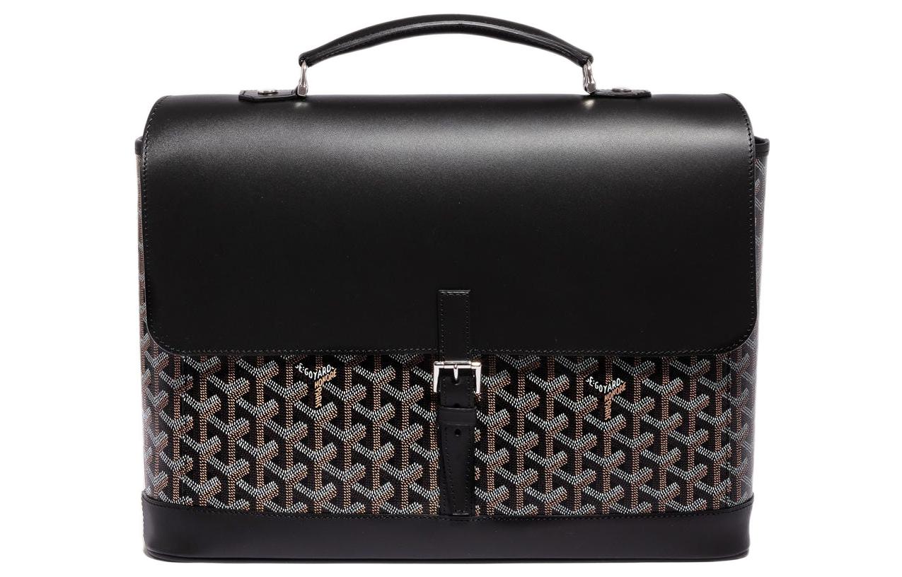 GOYARD Citadin Canvas With Leather Messenger Bag Handbag Briefcase Small Size Unisex Black