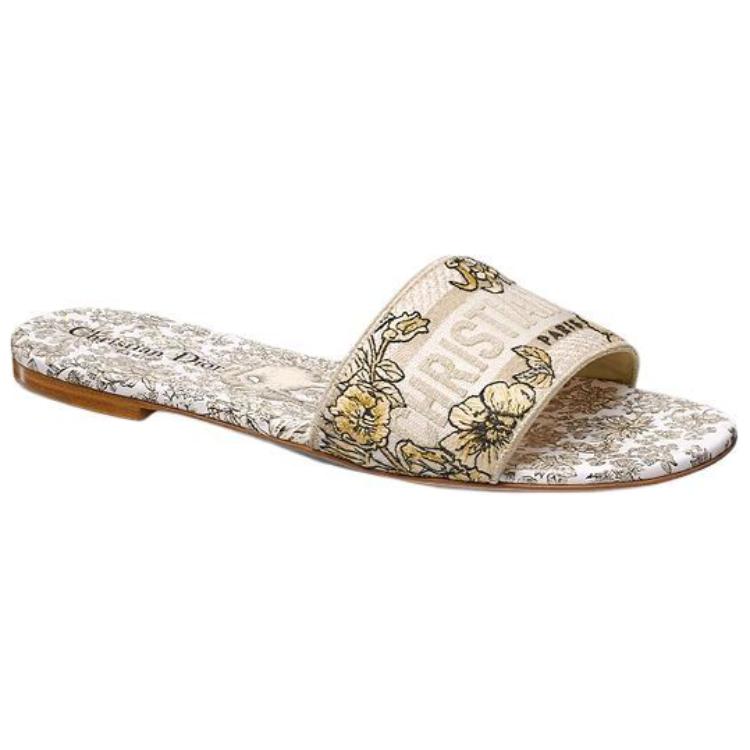 DIOR Dway Slip Resistant Slide Slippers Women's White Gold