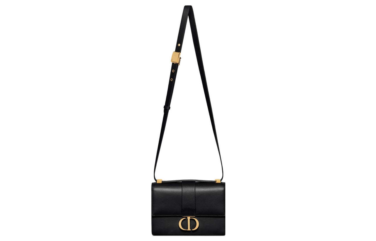 DIOR 30 Montaigne Cow Leather Montaigne Box Bag, Handbag, Shoulder Bag, Crossbody Bag Small Size Women's Black