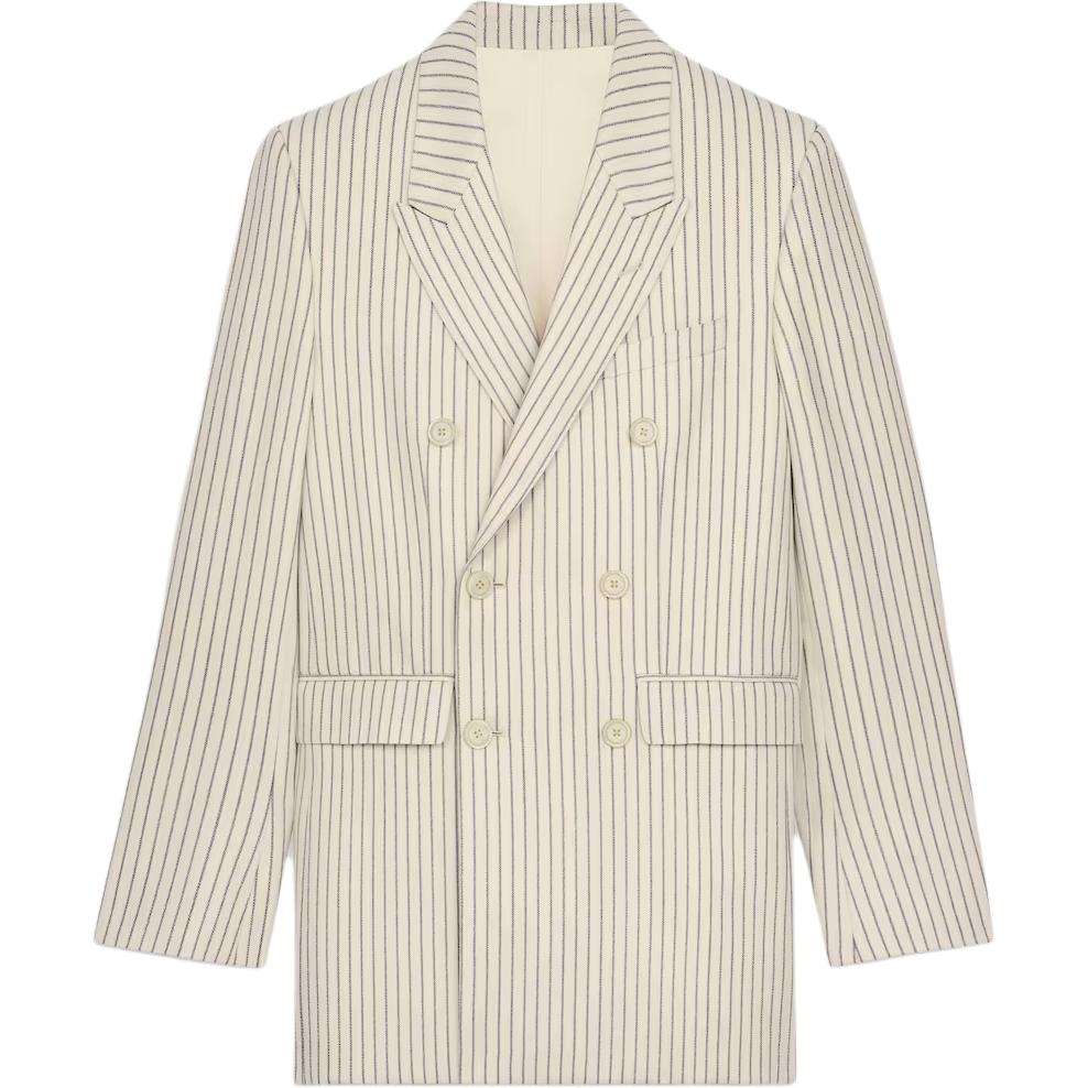 CELINE Camden Jacket In Striped Wool Gabardine
