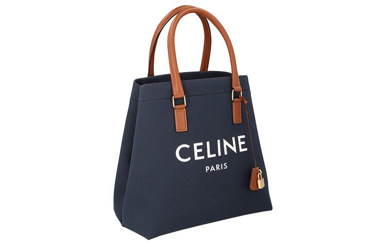 CELINE Cow Leather Shoulder Bag, Crossbody Bag, Handbag Large Size Unisex Navy Blue
