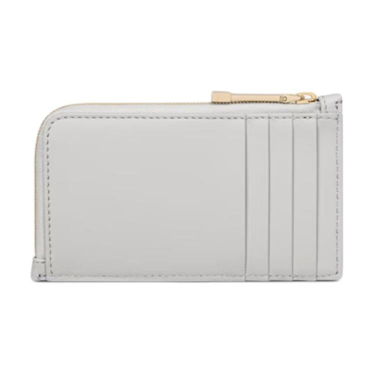DIOR Wicker Pattern Lambskin Card Holder Women's Mist Gray