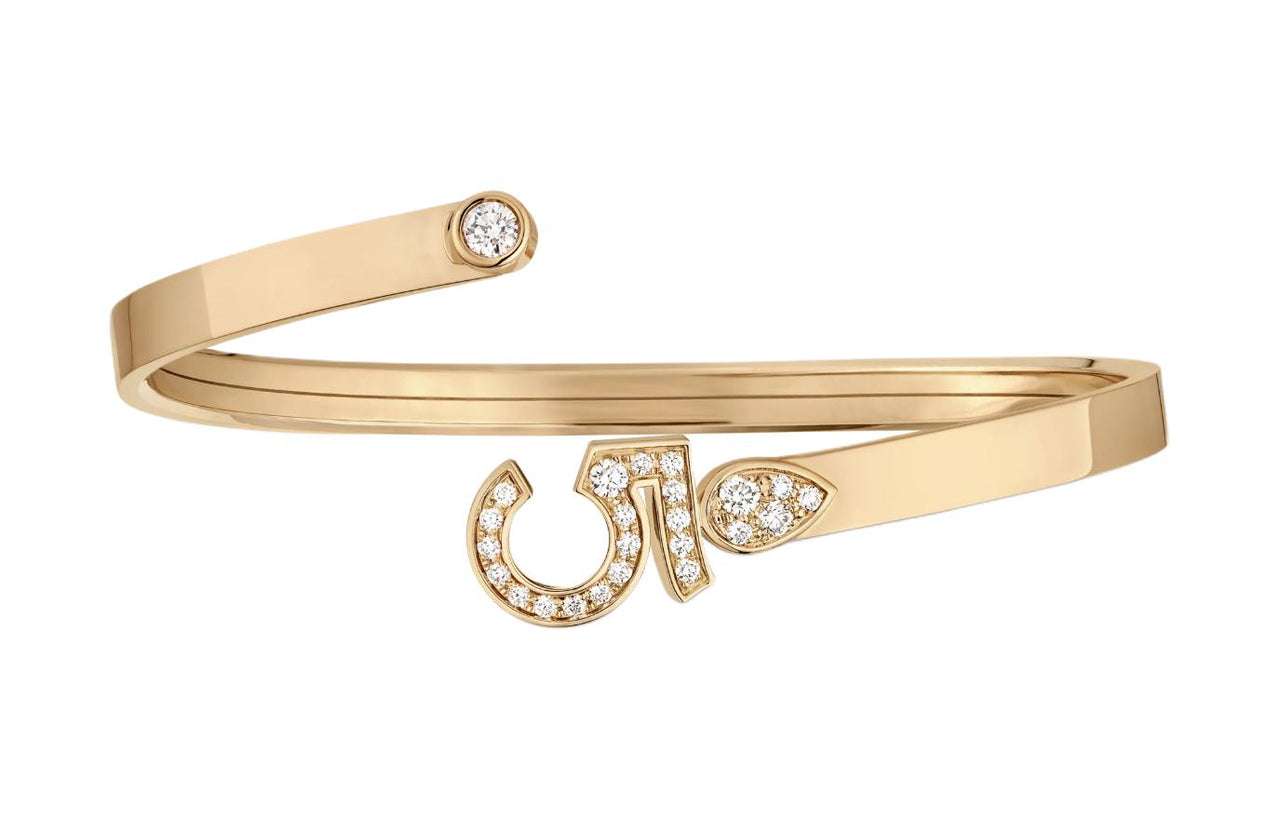 CHANEL 18K Gold Diamonds Bangles Women's Gold
