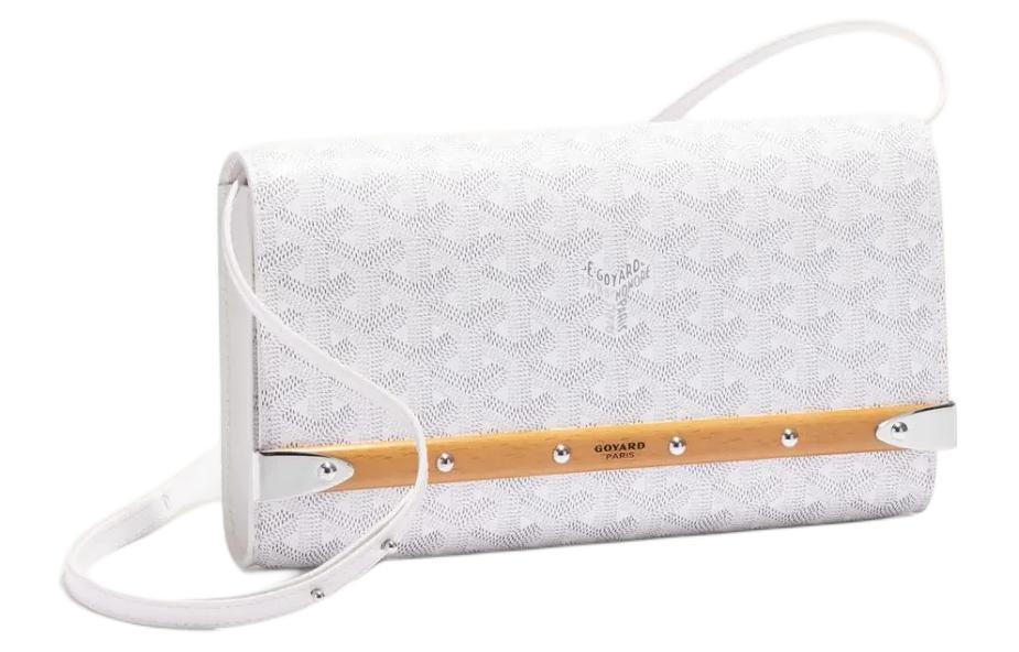 GOYARD MONTE-CARLO Canvas With Calfskin One Shoulder Crossbody Clutches Small Size Unisex White