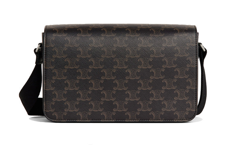CELINE Cow Leather Messenger Bag Shoulder Bag Crossbody Bag Men's Black