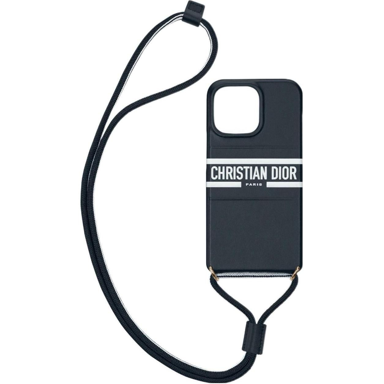 DIOR Cow Leather Material Lanyard Protective Case Impact-Resistant Wear-Resistant Phone Cases Works With IPhone 13 Pro