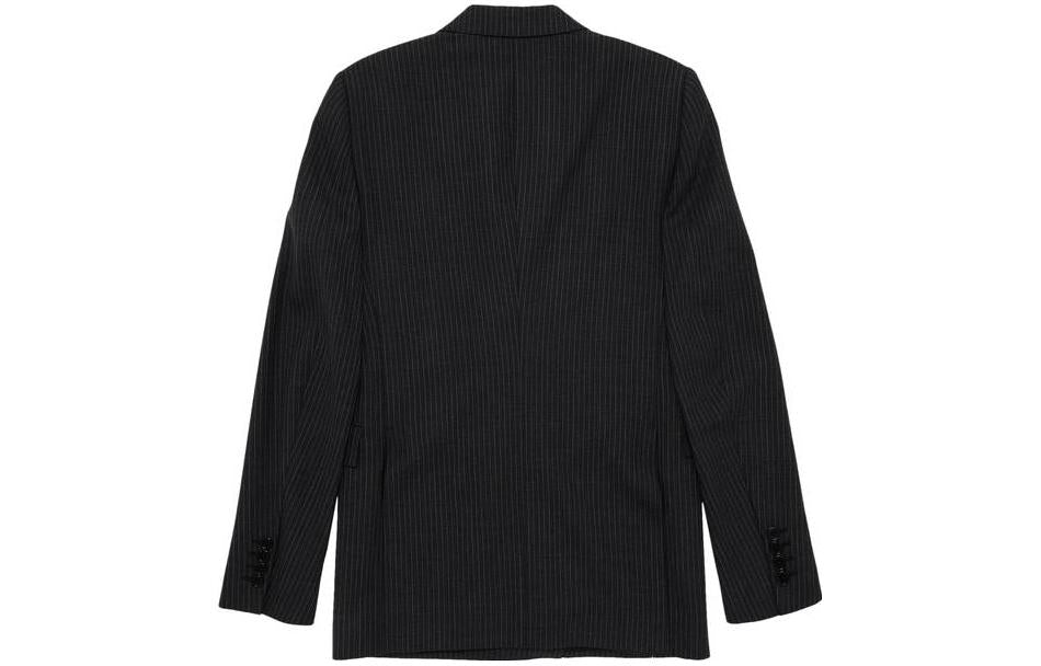 CELINE Double Breasted Pinstriped Wool Blazer