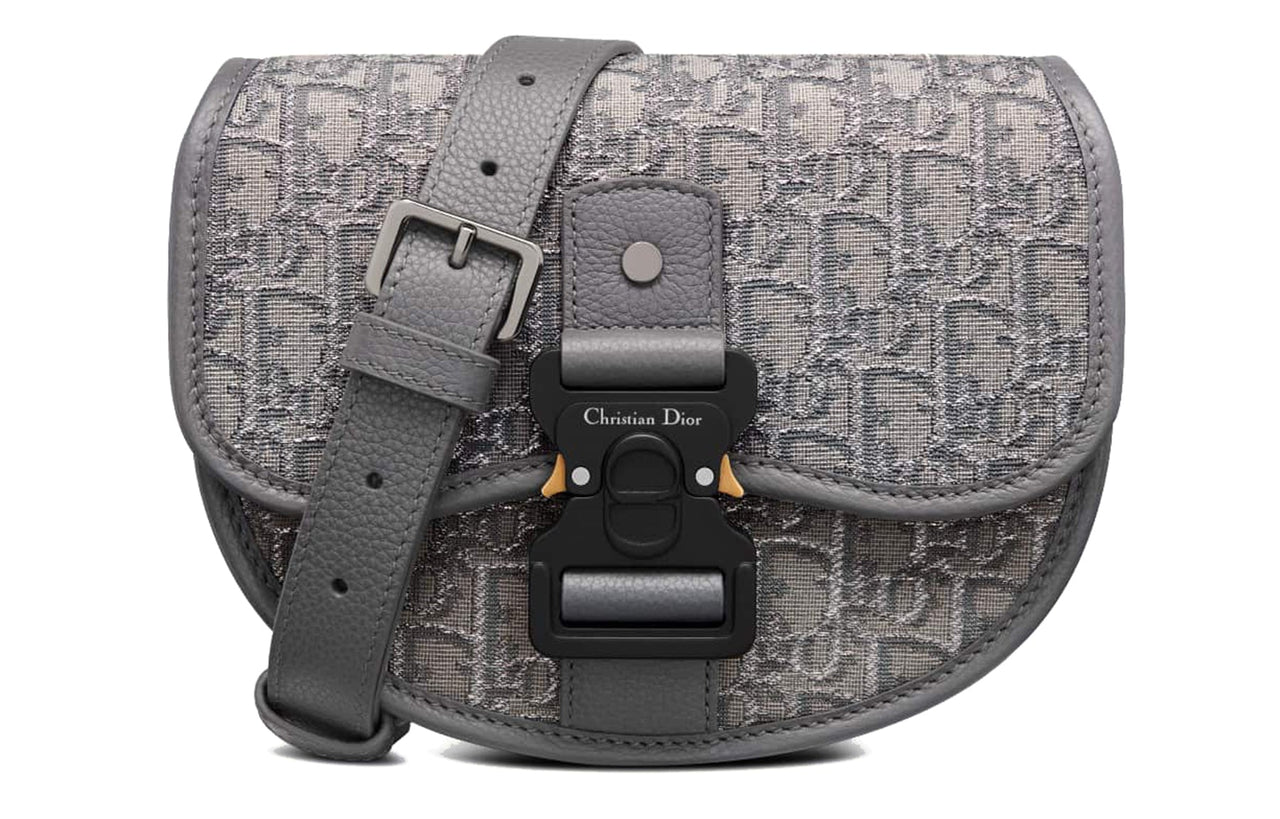DIOR Oblique Print With Grain Cow Leather Messenger Bag, Shoulder Bag, Crossbody Bag Mini Men's Metallic