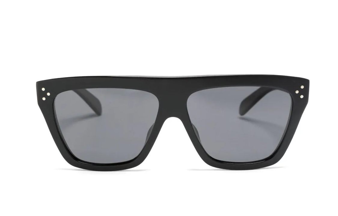 CELINE Acetate Irregular Shape Sunglasses Women's Black