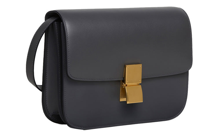 CELINE Classic Bo Polished Cow Leather Tofu Cube Bag Crossbody Bag Shoulder Bag Women's Candy Color/Smoke Black