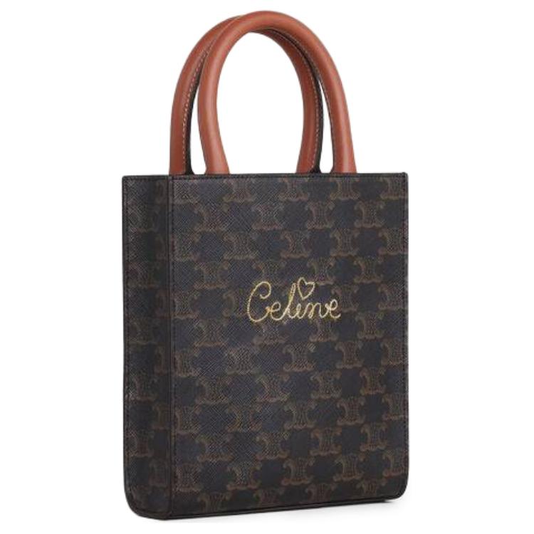 CELINE Cabas Cow Leather Trunk Bag, Tote Bag, Shopping Bag, Handbag, Shoulder Bag, Crossbody Bag Mini Women's Tawny