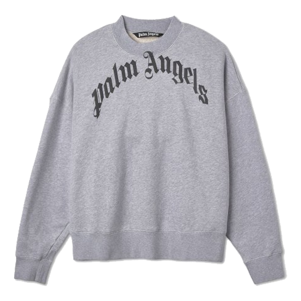Palm Angels Curved Logo Crew 'Grey Black' PMBA026C99FLE0010910