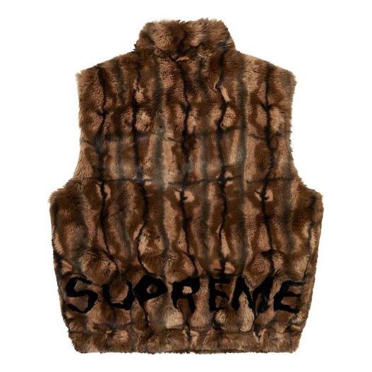Supreme Faux Fur Hooded Vest 'Brown Black' SUP-FW21-155