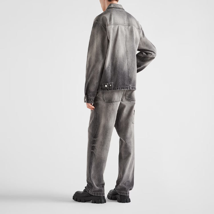PRADA Denim Jackets Men Gray