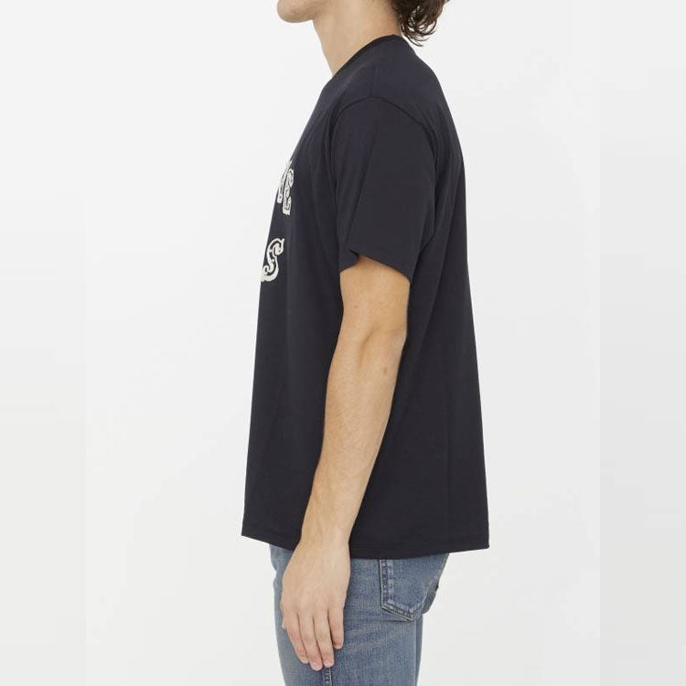 CELINE Embellished Logo Embroidered Cotton Jersey T Shirt