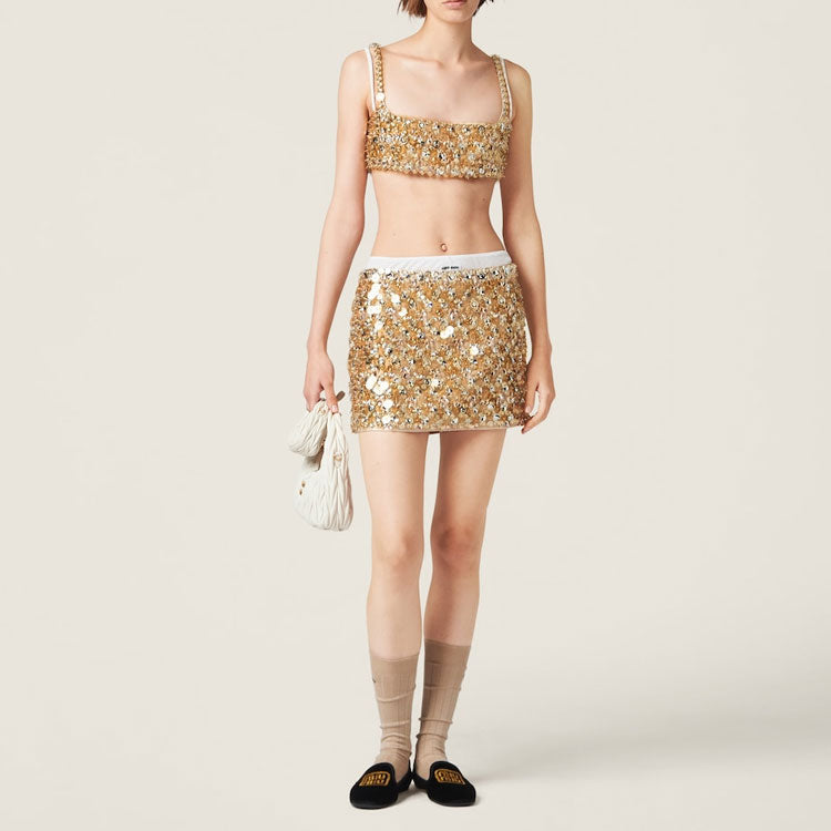 PRADA Casual Short Skirts Women's Sand Yellow