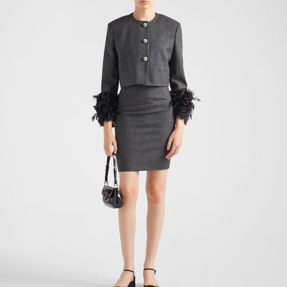 PRADA Button-Embellished Cropped Jacket