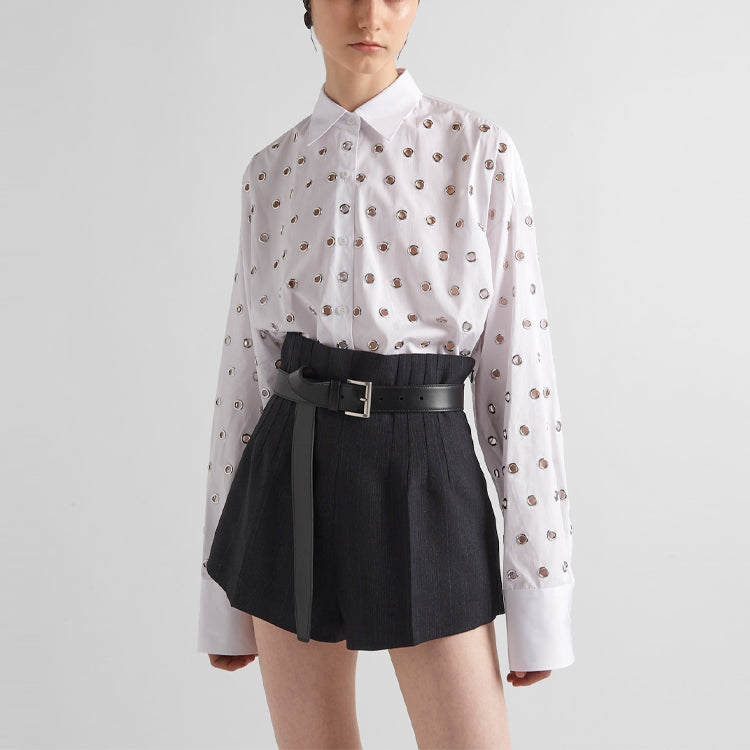 PRADA Eyelet Embellished Button Up Shirt