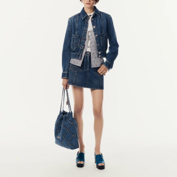 CHANEL Denim Short Skirts Women's Blue